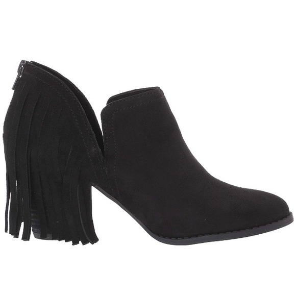 Carlos Santana Shoes - Carlos Black Suede Fringe Booties Western Boots
